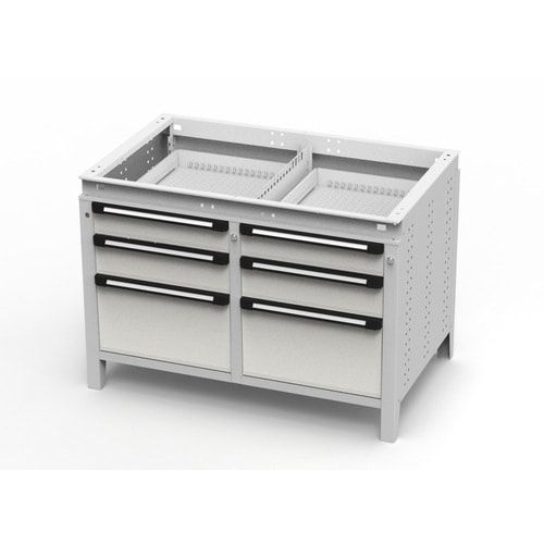 OTTOKIND Werkbank - bündige Arbeitsplatte - 850 x 1.150 x 750 mm (HxBxT) - 6 Schubladen - lichtgrau