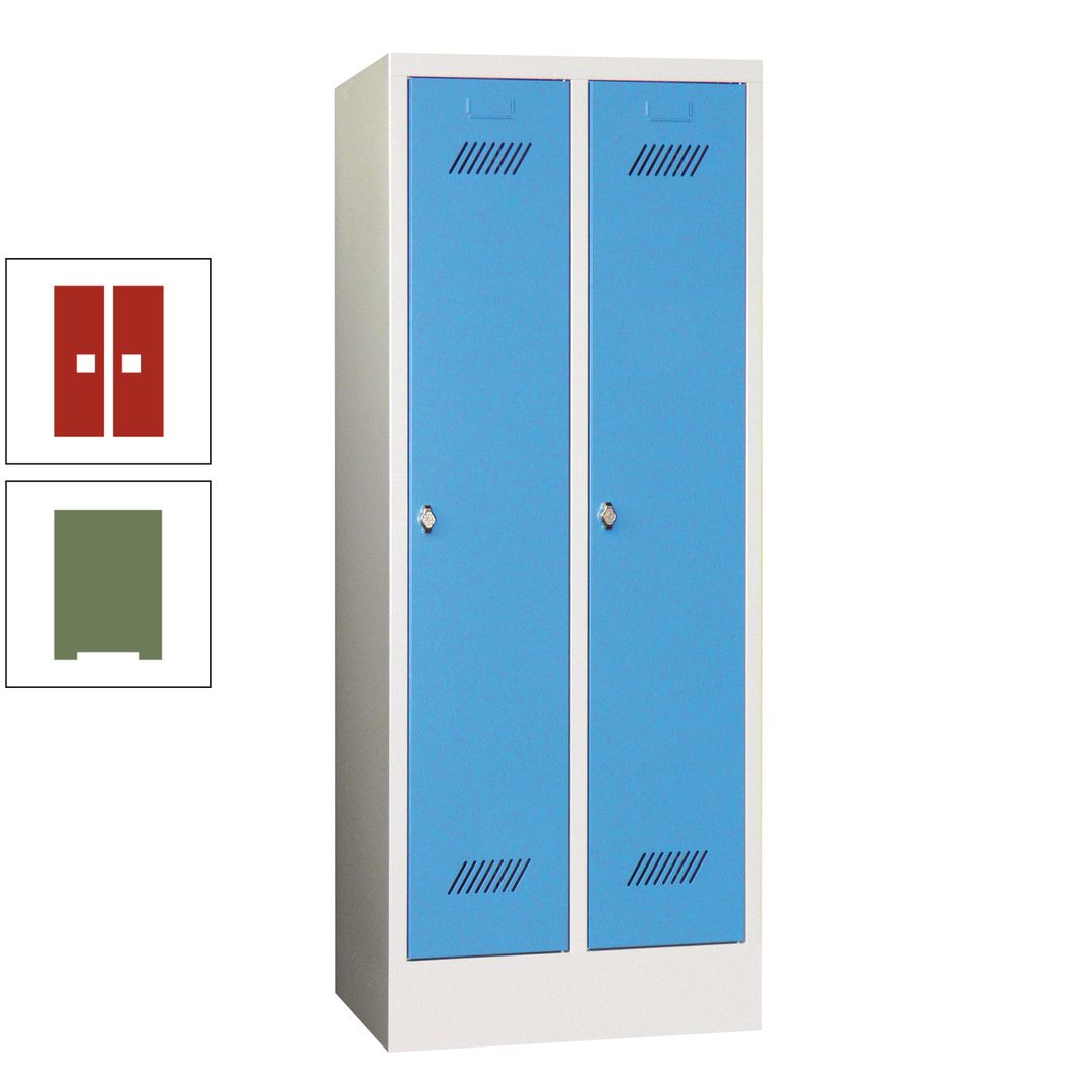 Spindschrank f. Schulen - mit Sockel - Höhe 1.600 mm - 2 Abteile a 300 mm - Drehriegel - anthrazitgrau