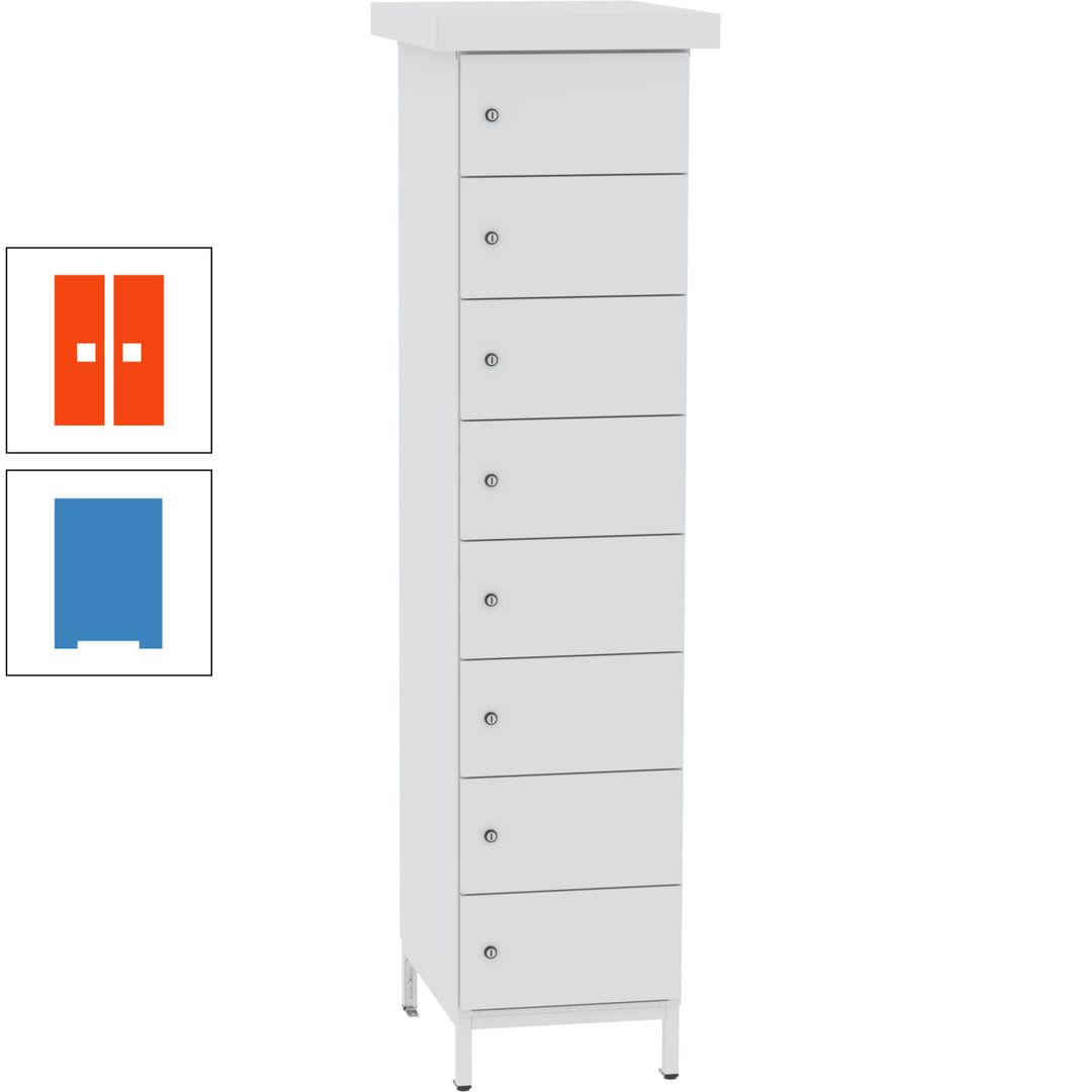Akkuschrank, Batterieladeschrank, 8 Fächer, Schutzart IP54, Schuko, 1.855 x 400x 570 mm (HxBxT), Korpusfarbe anthrazitgrau, Frontfarbe anthrazitgrau