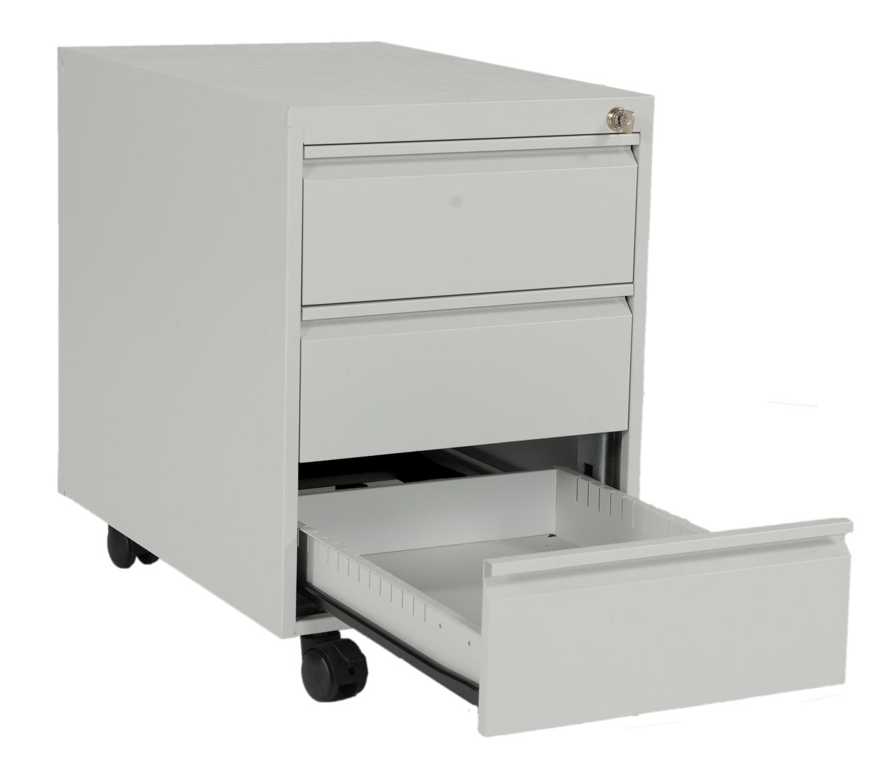 Rollcontainer - Stahl - 3 Schubladen - 560 x 390 x 600 mm (HxBxT) - lichtgrau