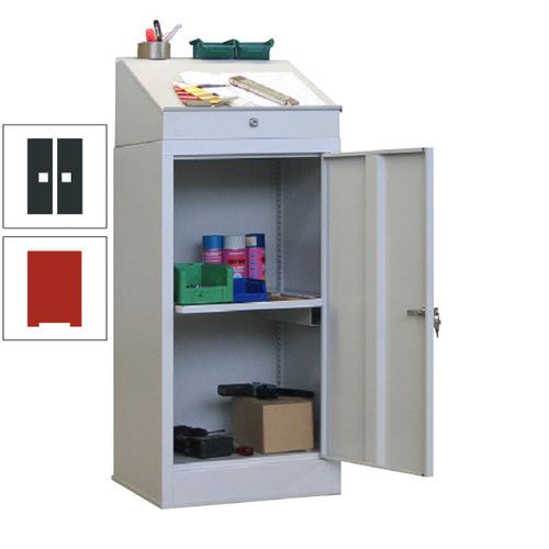 Stehpult mit Schrank - Vollblechtür - Zylinderschloss - 1 Ausziehboden - 1.270x500x500 mm (HxBxT) - anthrazitgrau
