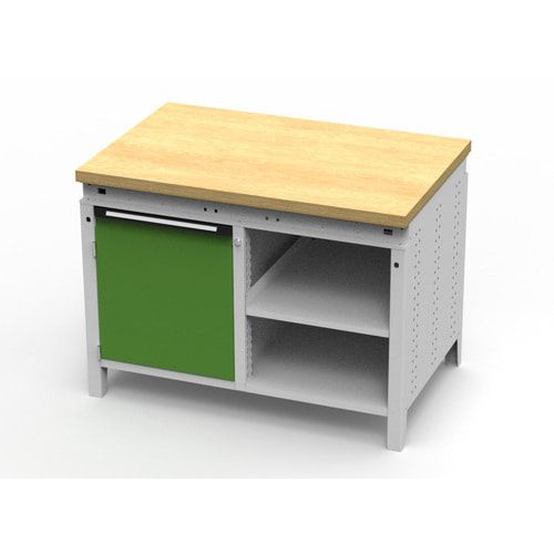 OTTOKIND Werkbank - bündige Arbeitsplatte - 850 x 1.150 x 750 mm (HxBxT) - Schrank - 2 Ablageböden - lichtgrau