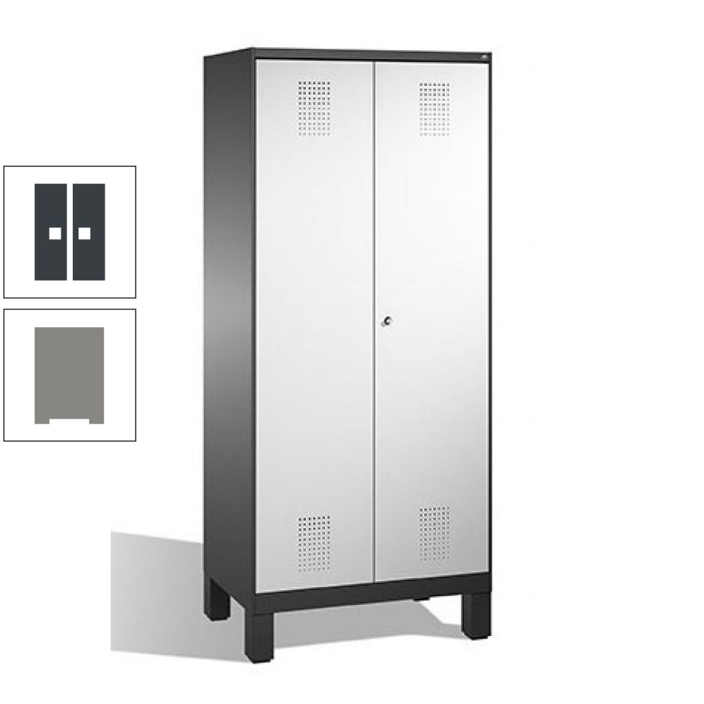 Mehrzweckschrank, Doppeltüren, auf Füßen, 2 Abteile a 400 mm, Korpus anthrazitgrau, Tür anthrazitgrau, 1.850 x 800 x 500 mm (HxBxT)