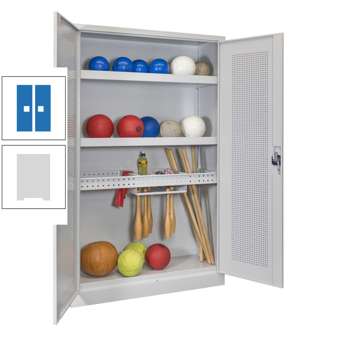 Sportschrank - Lochfeldtüren - Variante 2 - 1.950x1.200x500 mm (HxBxT) - anthrazitgrau