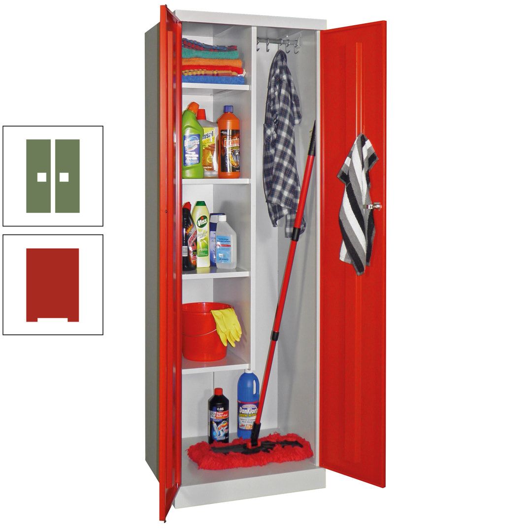 Putzschrank mit Sockel - 1 Abteil mit Trennwand - 1.800x600x500 mm (HxBxT) - Zylinderschloss - anthrazitgrau