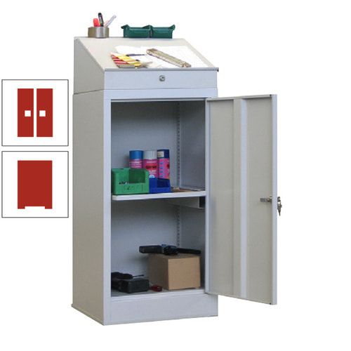 Stehpult mit Schrank - Vollblechtür - Zylinderschloss - 1 Ausziehboden - 1.270x500x500 mm (HxBxT) - anthrazitgrau