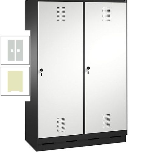 Doppel-Spind, Garderobenschrank, 2 Türen für 4 Abteile a 300 mm, Korpus anthrazitgrau, Türen anthrazitgrau, 1.800 x 1.200 x 500 mm (HxBxT)