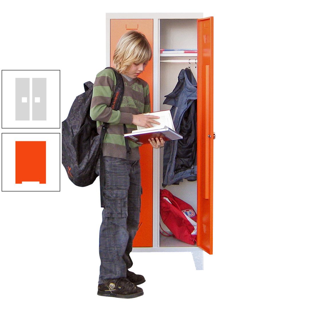 Spindschrank f. Schulen - mit Füßen - Höhe 1.600 mm - 3 Abteile a 300 mm - Drehriegel - anthrazitgrau