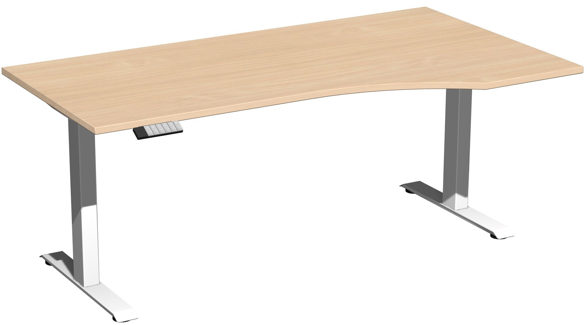 Eckschreibtisch, Ecke rechts, Elevate Basic, elektronisch höhenverstellbar, 730 - 1.230 x 1.800 x 1.000 mm (HxBxT), Gestell anthrazit, Dekor Ahorn