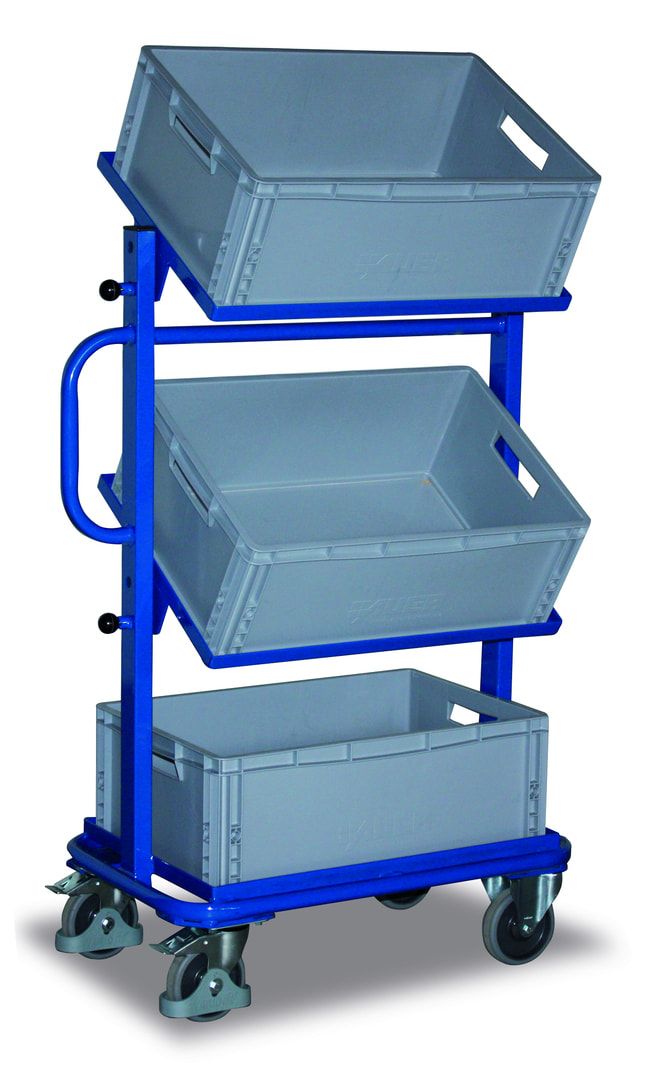 Beistellwagen für Eurokästen - 200 kg Traglast - Ladefläche 410 x 610 mm (BxT) - 3 Kästen