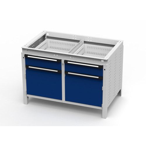 OTTOKIND Werkbank - bündige Arbeitsplatte - 850 x 1.150 x 750 mm (HxBxT) - 2 Schubladen - 2 Schränke - lichtgrau