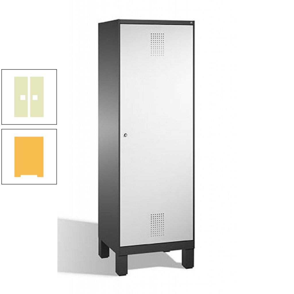 Doppel-Spind, Garderobenschrank, 1 Tür für 2 Abteile a 300 mm, Korpus anthrazitgrau, Türen anthrazitgrau, 1.850 x 600 x 500 mm (HxBxT)