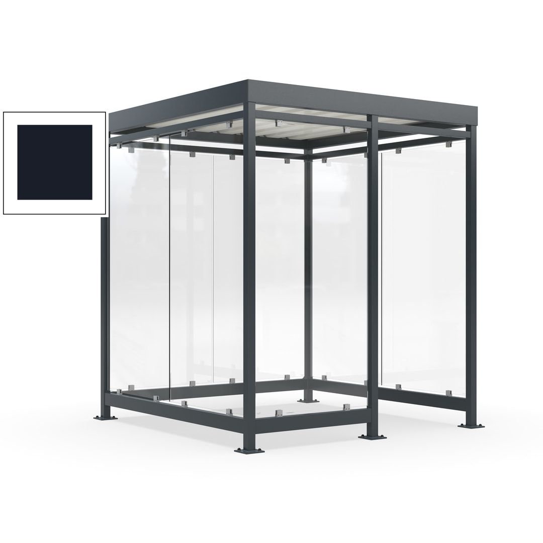 Raucherunterstand, Bushaltestelle, 7 Wände, 6-7 Personen, 2.510 x 2.165 x 2.165 mm (HxBxT), Farbe Achatgrau