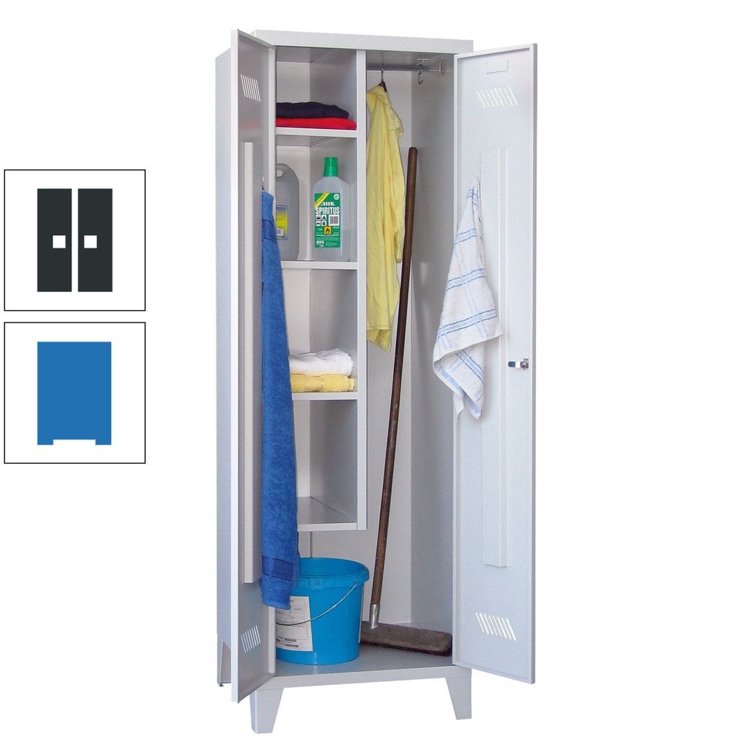 Putzschrank mit Füßen - 1 Abteil mit Trennwand - 1.850x600x500 mm (HxBxT) - Drehriegel - anthrazitgrau