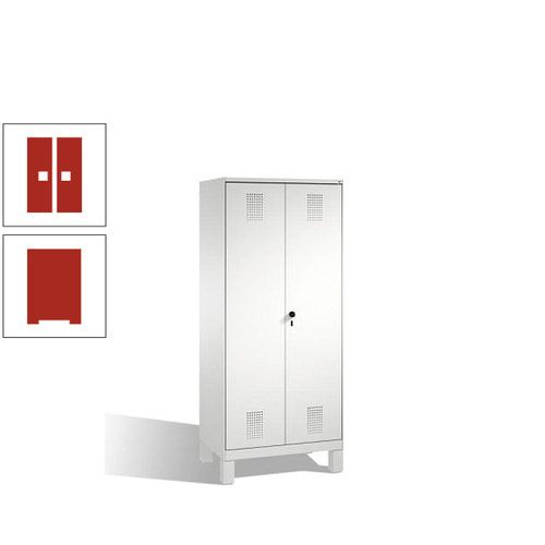Doppel-Spind, Doppeltüren, Garderobenschrank mit Füßen, 2 Abteile a 400 mm, Korpus anthrazitgrau, Tür anthrazitgrau, 1.850 x 800 x 500 mm (HxBxT)