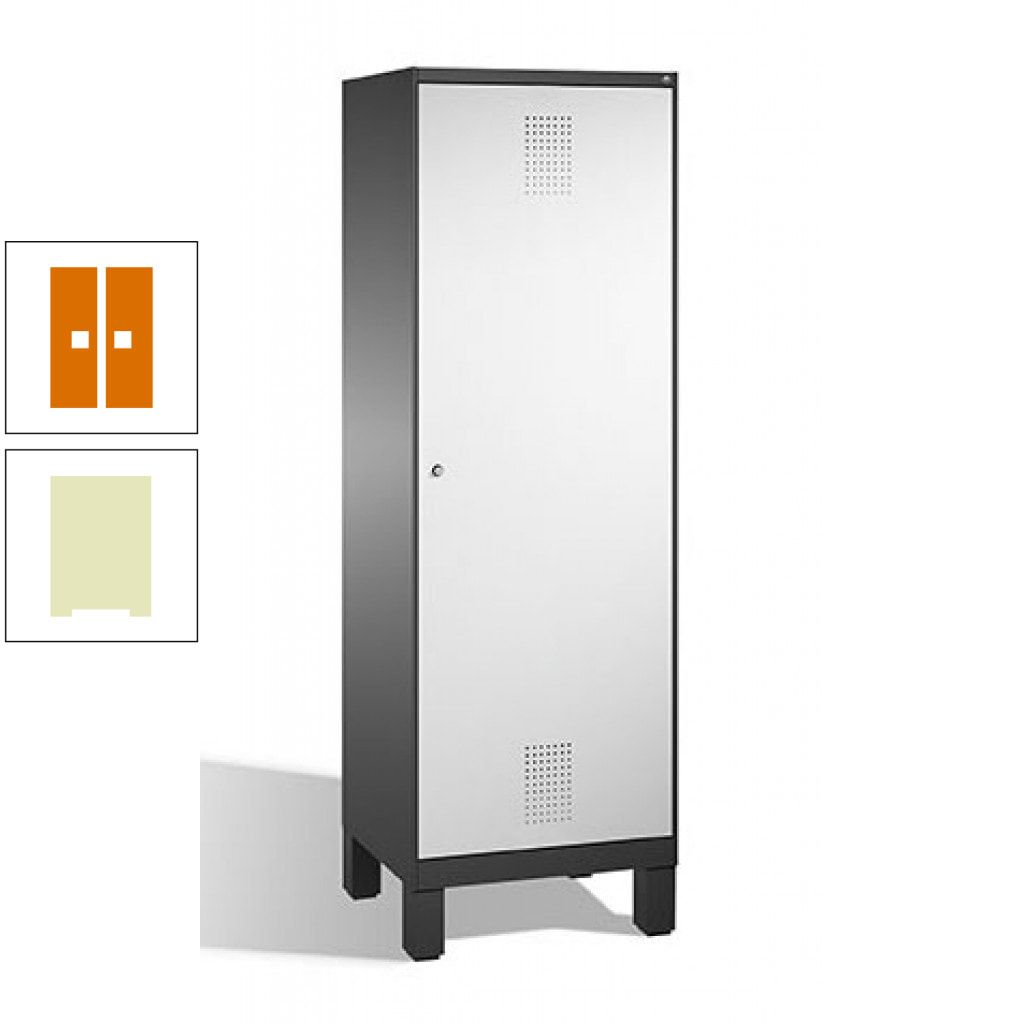 Doppel-Spind, Garderobenschrank, 1 Tür für 2 Abteile a 300 mm, Korpus anthrazitgrau, Türen anthrazitgrau, 1.850 x 600 x 500 mm (HxBxT)