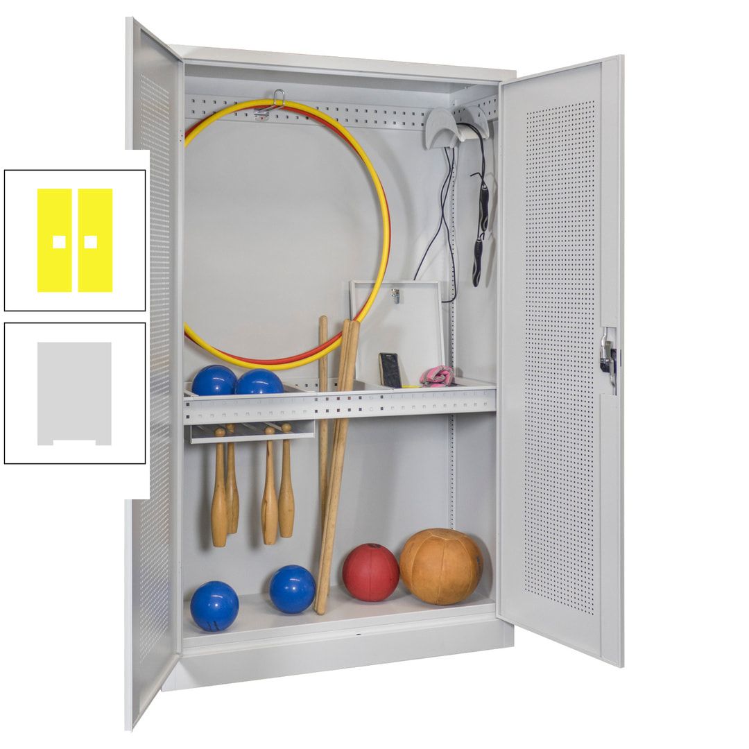 Sportschrank - Lochfeldtüren - Variante 1 - 1.950x1.200x500 mm (HxBxT) - anthrazitgrau