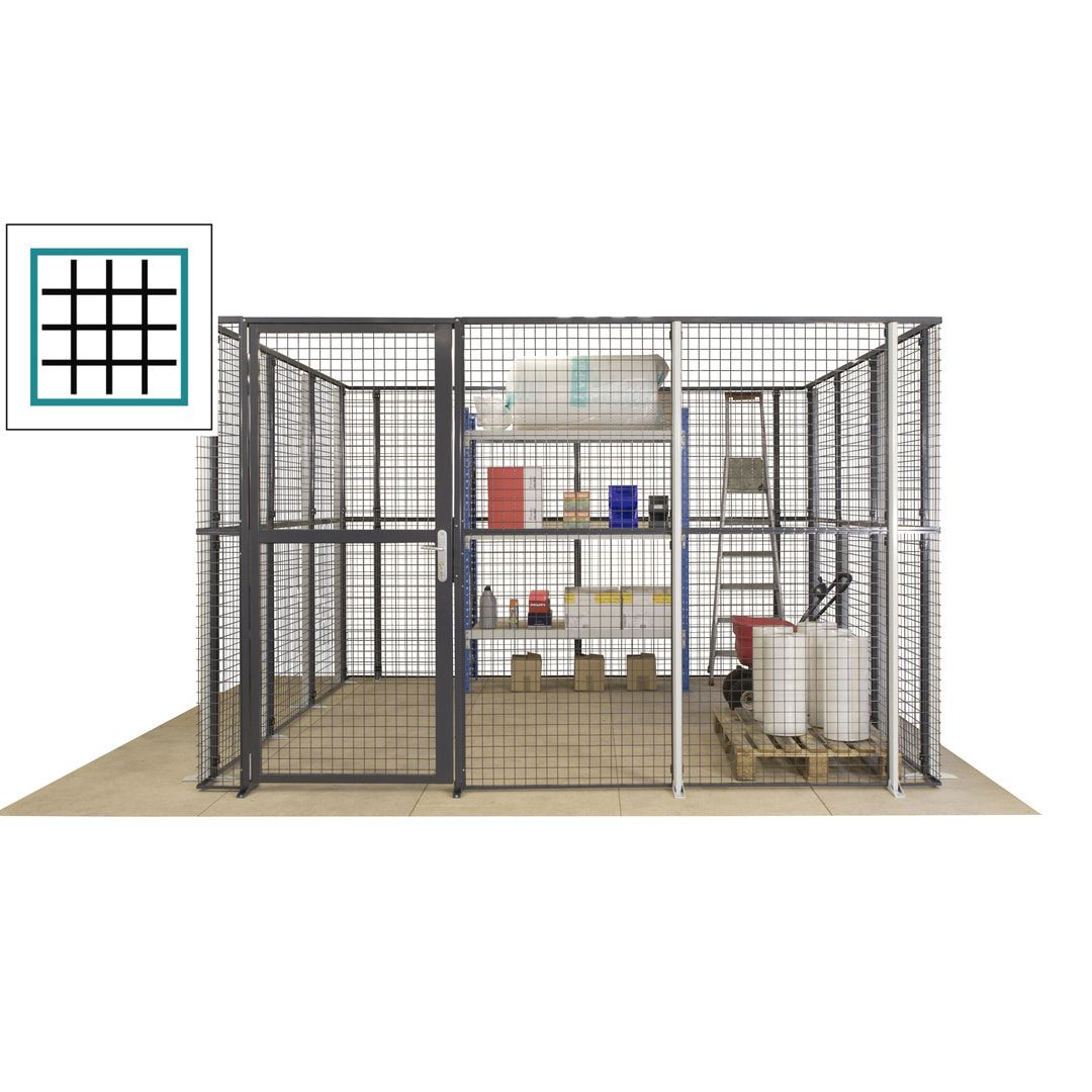 Maschinen Schutzgitter - Hallentrennwand - Sicherheitszaun - Tür - 108 m - 2.200 x 33.400 x 21.400 mm (HxBxT) - enzianblau