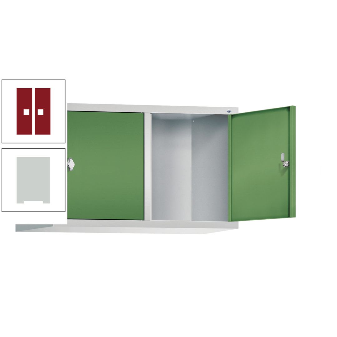 Aufsatzschrank für Spinde und Schließfachschränke, 2 Abteile, Korpus anthrazitgrau, Türen anthrazitgrau, 500 x 810 x 500 mm (HxBxT), Stahlschrank