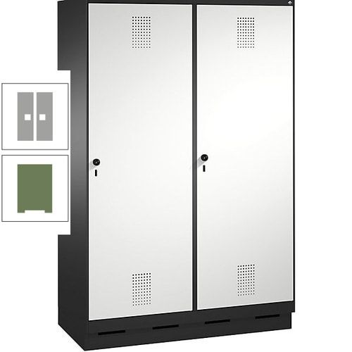 Doppel-Spind, Garderobenschrank, 2 Türen für 4 Abteile a 300 mm, Korpus anthrazitgrau, Türen anthrazitgrau, 1.800 x 1.200 x 500 mm (HxBxT)