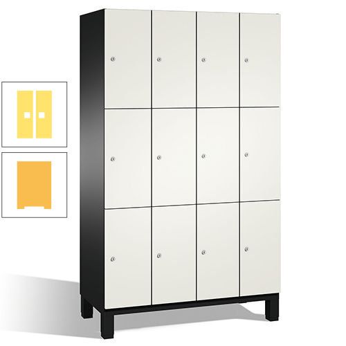 Fächerschrank, Stahlschrank, 12 Fächer, Türöffnungsbegrenzer, mit Füßen, Korpus lichtgrau, Tür anthrazitgrau, 1.980 x 1.200 x 525 mm (HxBxT)