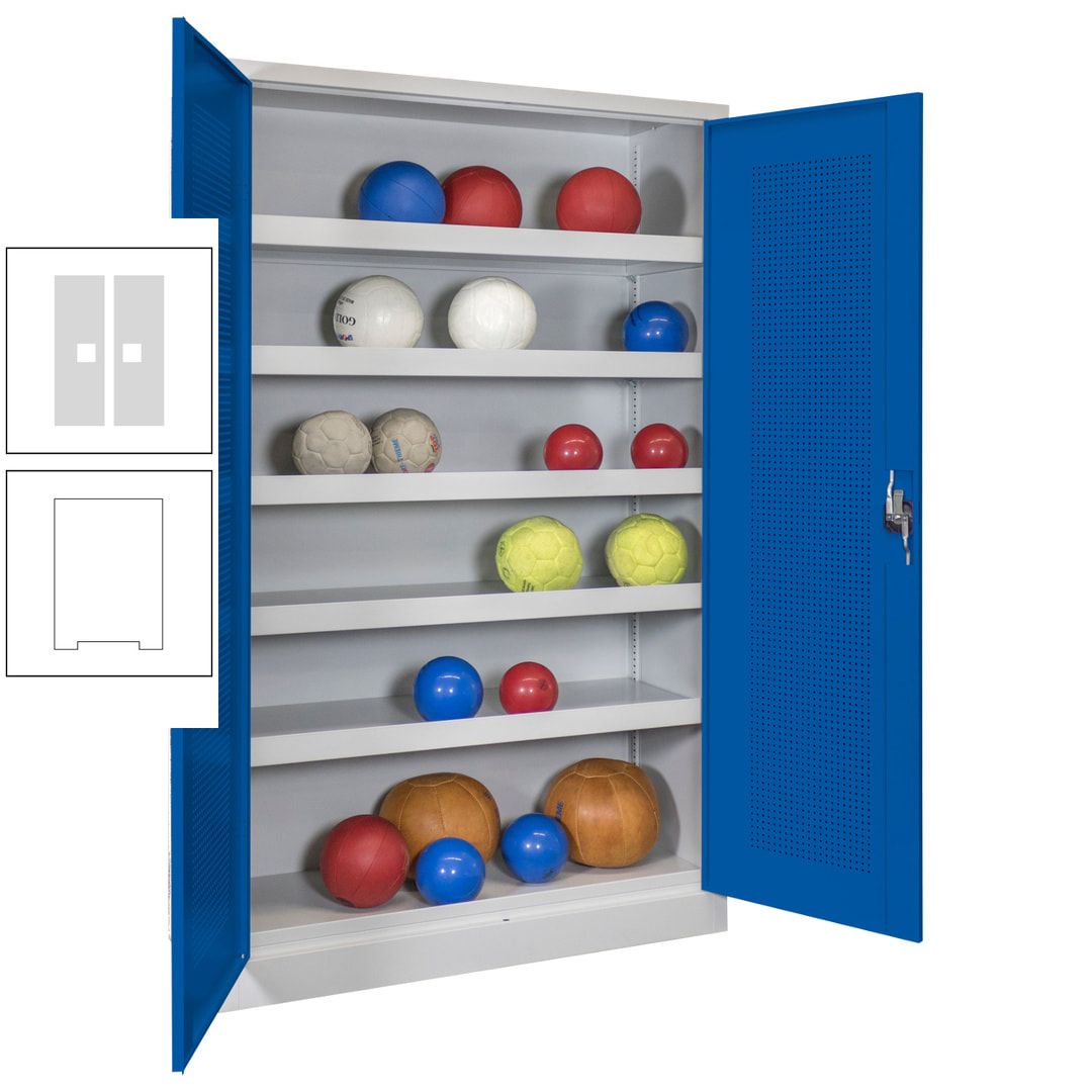 Ballschrank - Lochfeldtüren - 5 Böden - 1.950x1.200x500 mm (HxBxT) - anthrazitgrau