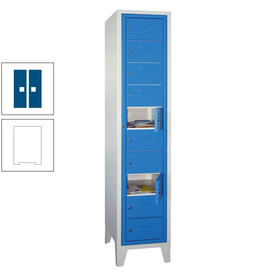 Schließfachschrank - Wäscheausgabeschrank - 10 Fächer a 315 mm - 1.850x400x500 mm (HxBxT) - Füße - Zylinderschloss - anthrazitgrau