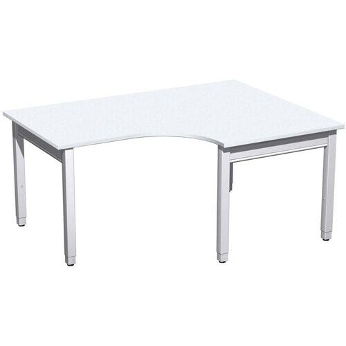 Eckschreibtisch, Eckteil 800 mm, rechts, einseitig verkürzt, 4-Fuß Quadrat Pro, höhenverstellbar, 680-800 x 1.600 x 1.200 mm (HxBxT), Dekor Ahorn