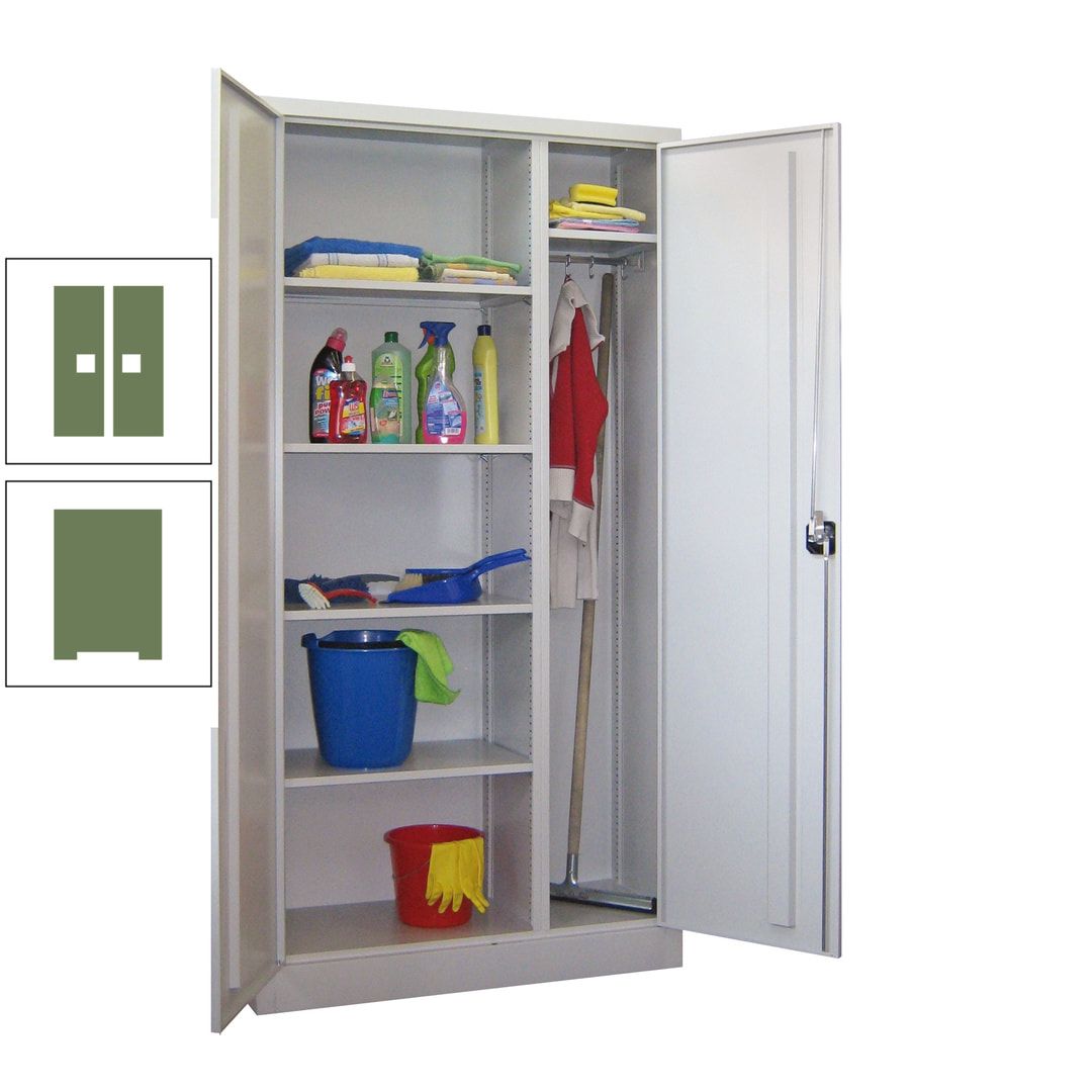 Putzschrank mit Trennwand - 1.950x1.000x400 mm (HxBxT) - Böden pulverbeschichtet - anthrazitgrau