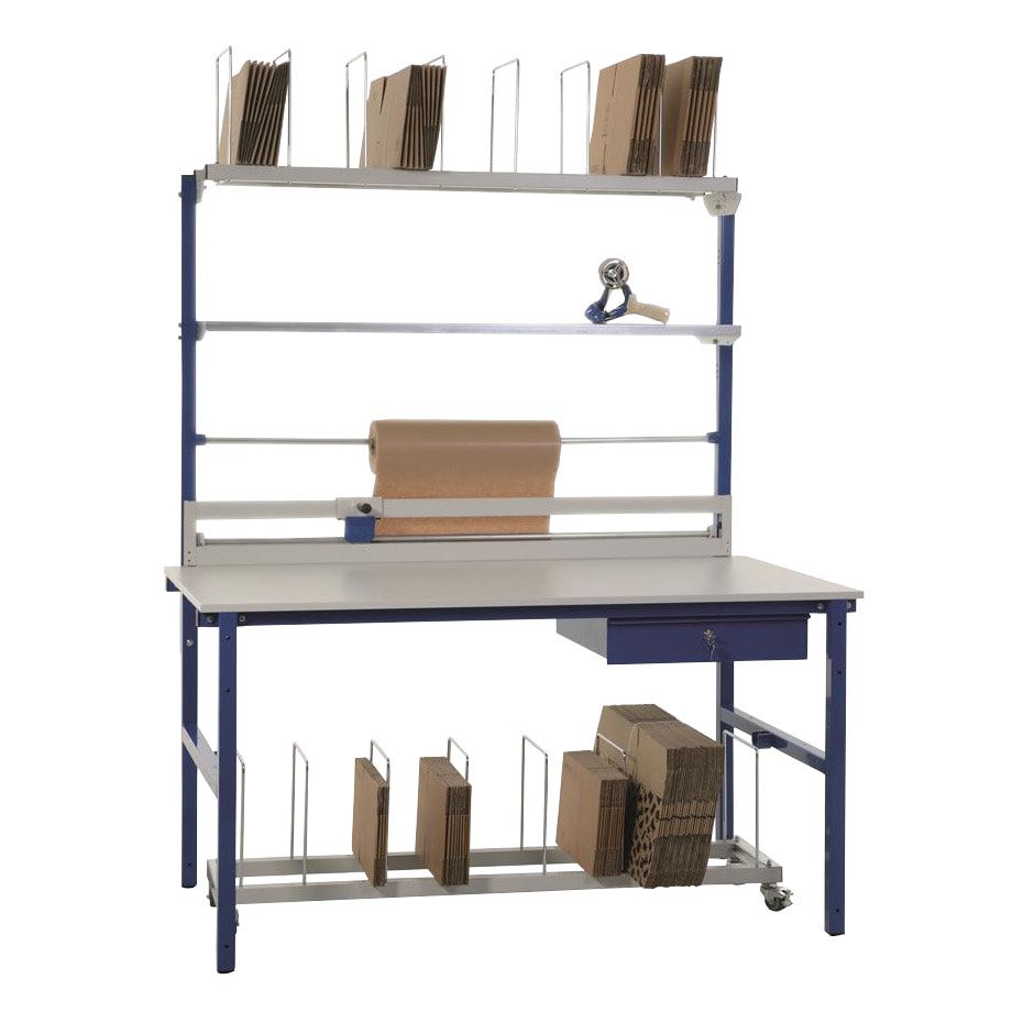 Packtisch - Traglast 100 kg - 850 x 1.600 x 800 mm (HxBxT) - enzianblau