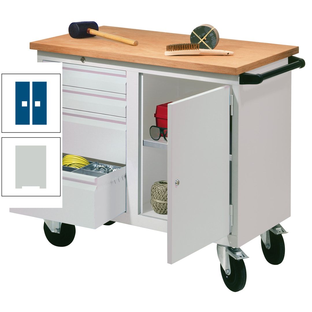 Mobile Werkbank - Werkstattwagen - 915 x 1.090 x 600 mm - 4 Schubladen und Schrankfach - anthrazitgrau