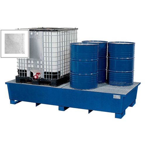 Auffangwanne für 2 IBC - 1.000 l - 1 Abfüllbock - 950 x 2.680 x 1.300 mm (HxBxT) - enzianblau
