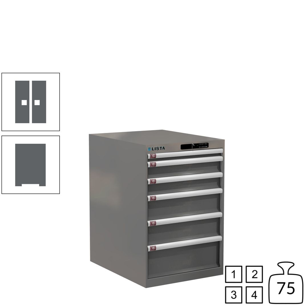 Lista Schubladenschrank - 14.407.010 - 850x564x725 mm (HxBxT) - 6 Schubladen - 75 kg - Key Lock - lichtblau (RAL 5012)