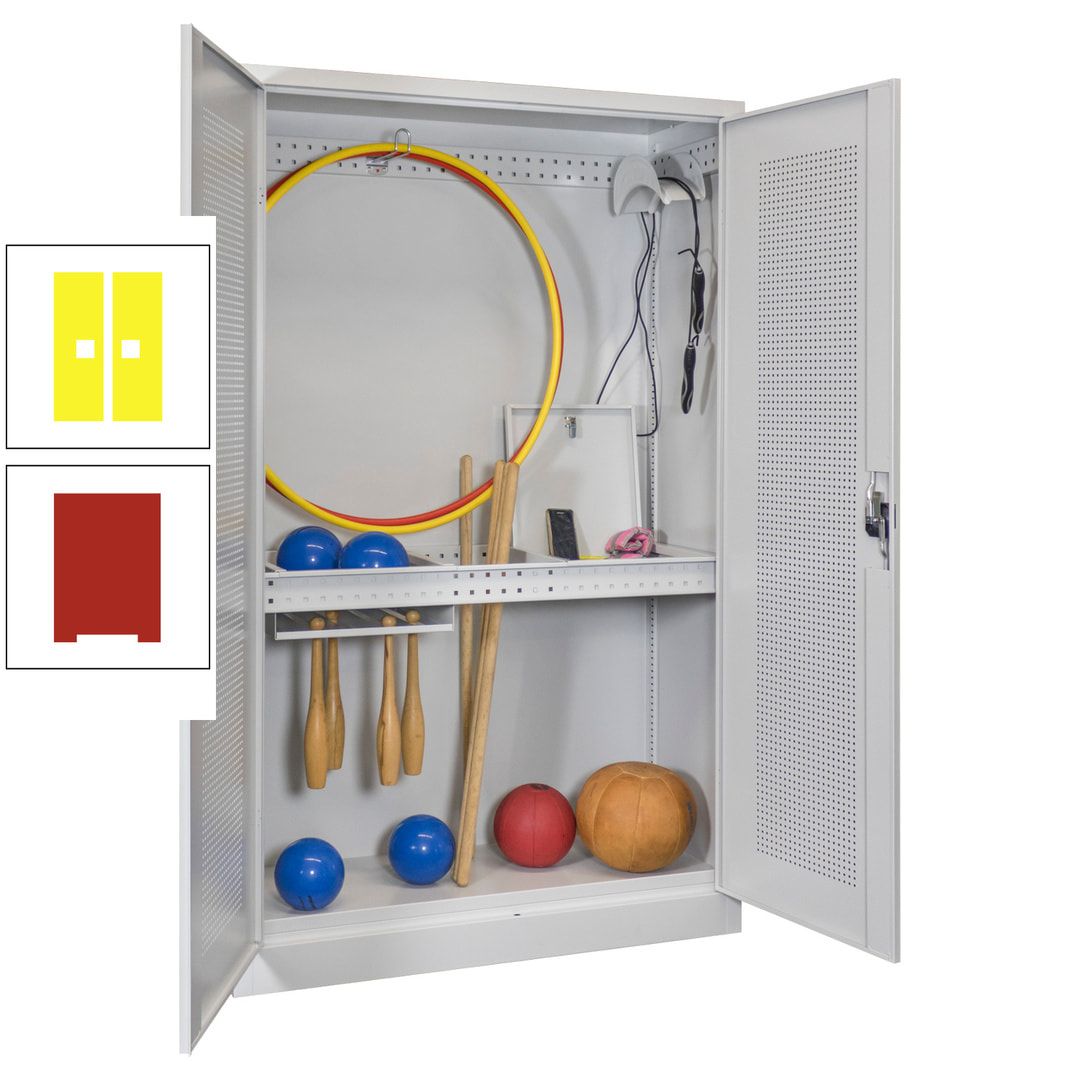 Sportschrank - Lochfeldtüren - Variante 1 - 1.950x1.200x500 mm (HxBxT) - anthrazitgrau