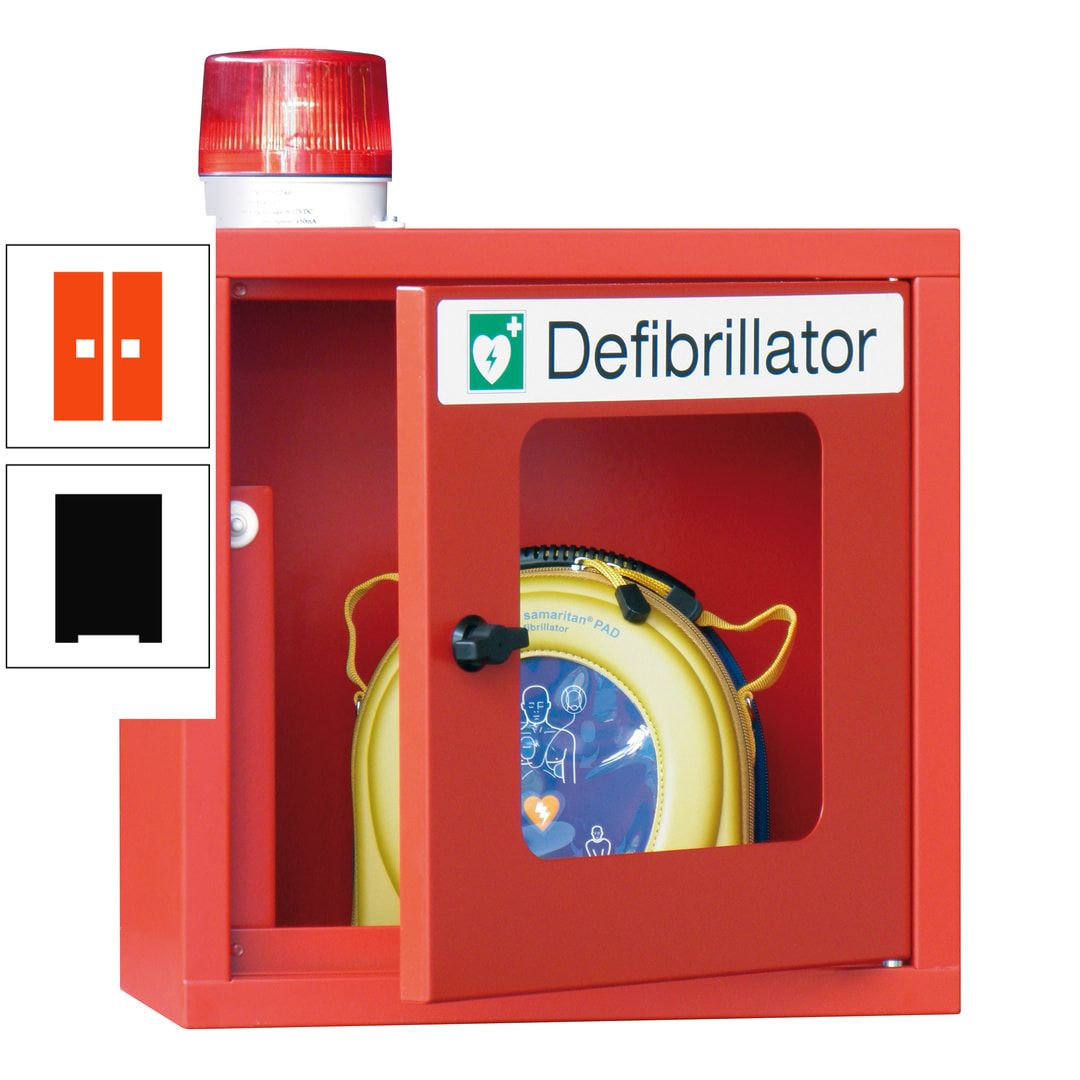 Defibrillatorenschrank mit akustischem und optischem Alarm - 490 x 400 x 200 mm (HxBxT) - Sichtfenster - anthrazitgrau
