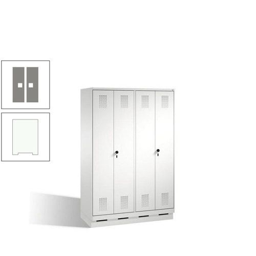 Doppel-Spind, Doppeltüren, Garderobenschrank mit Sockel, 4 Abteile a 300 mm, Korpus anthrazitgrau, Tür anthrazitgrau, 1.800 x 1.200 x 500 mm (HxBxT)