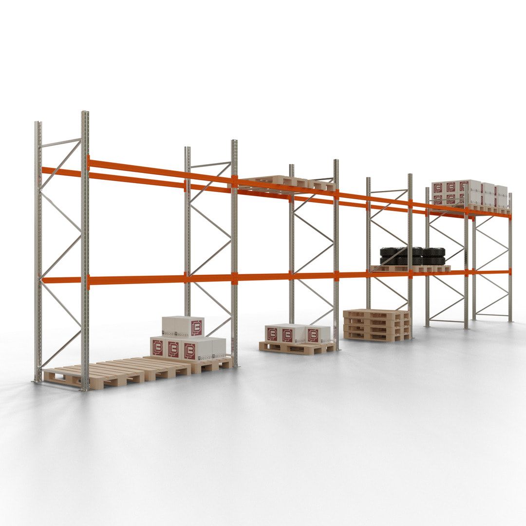 Palettenregal - 1,5 t - 2,0 x 11,3 x 1,1 m - 4 Felder - Schwerlastregal VKfrei