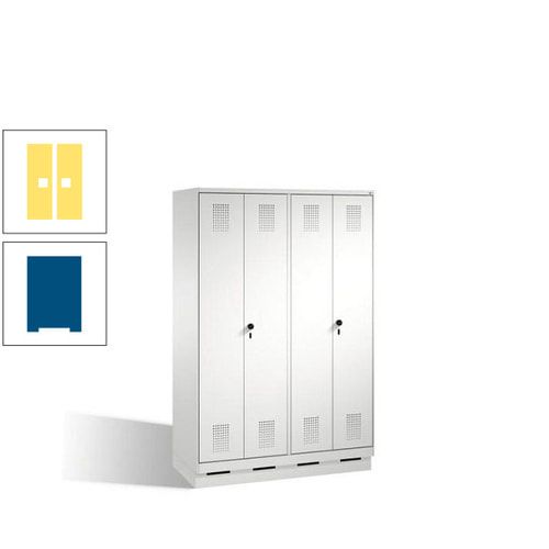 Doppel-Spind, Doppeltüren, Garderobenschrank mit Sockel, 4 Abteile a 300 mm, Korpus anthrazitgrau, Tür anthrazitgrau, 1.800 x 1.200 x 500 mm (HxBxT)