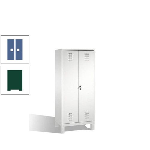 Doppel-Spind, Doppeltüren, Garderobenschrank mit Füßen, 2 Abteile a 400 mm, Korpus anthrazitgrau, Tür anthrazitgrau, 1.850 x 800 x 500 mm (HxBxT)