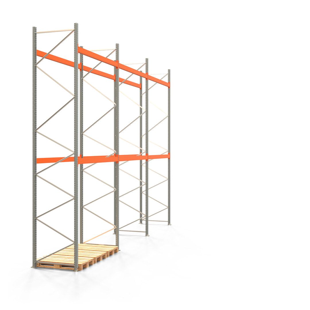 Palettenregal ARTUS - 3 Ebenen - Fachlast 3.000 kg - 5.500 x 11.225 x 1.100 mm (HxBxT) - 4 Felder - Schwerlastregal