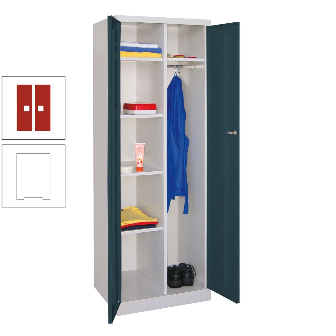 Kleiderschrank mit Sockel - Spind - 1 Abteil mit Trennwand - 1.800x600x500 mm (HxBxT) - Zylinderschloss - anthrazitgrau