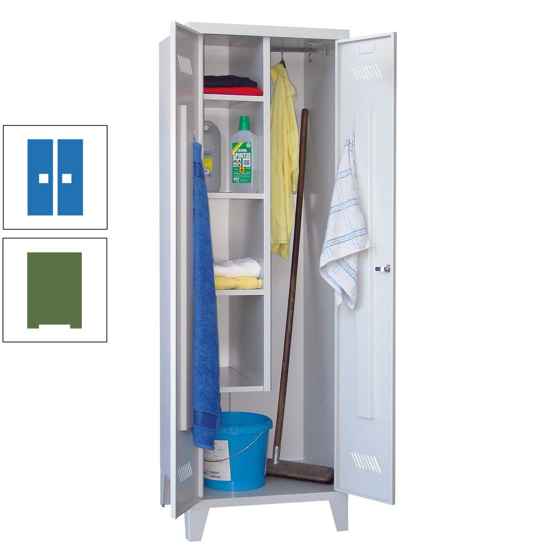 Putzschrank mit Füßen - 1 Abteil mit Trennwand - 1.850x600x500 mm (HxBxT) - Drehriegel - anthrazitgrau