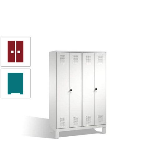 Doppel-Spind, Doppeltüren, Garderobenschrank mit Füßen, 4 Abteile a 300 mm, Korpus anthrazitgrau, Tür anthrazitgrau, 1.850 x 1.200 x 500 mm (HxBxT)