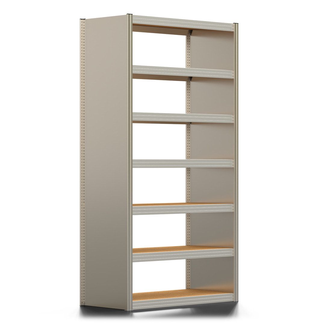 Archivregal mit Holzböden - Seitenwand - 7 Ebenen - 250 kg - 2.500 x 1.285 x 600 mm (HxBxT) - Anbauregal - verzinkt - Steckregal BERT