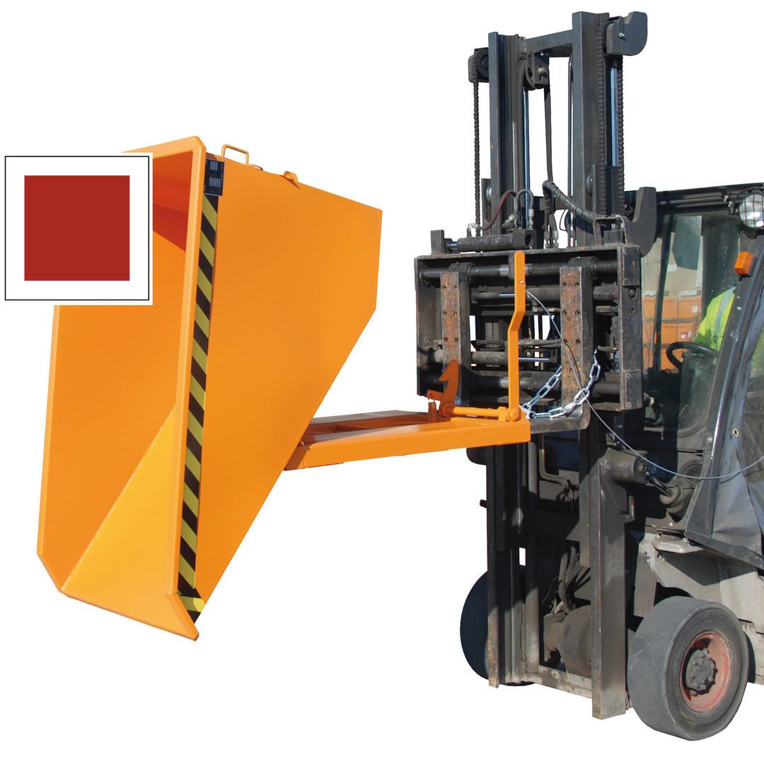 BAUER Kippbehälter - 1.000 l Volumen - 1.500 kg - Scheren-Kippmechanismus - feuerrot