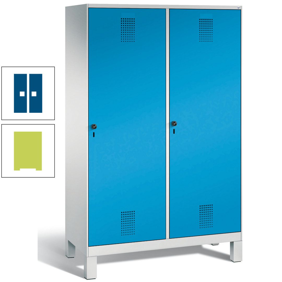 Doppel-Spind, Garderobenschrank, 2 Türen für 4 Abteile a 300 mm, Korpus anthrazitgrau, Türen anthrazitgrau, 1.850 x 1.200 x 500 mm (HxBxT)
