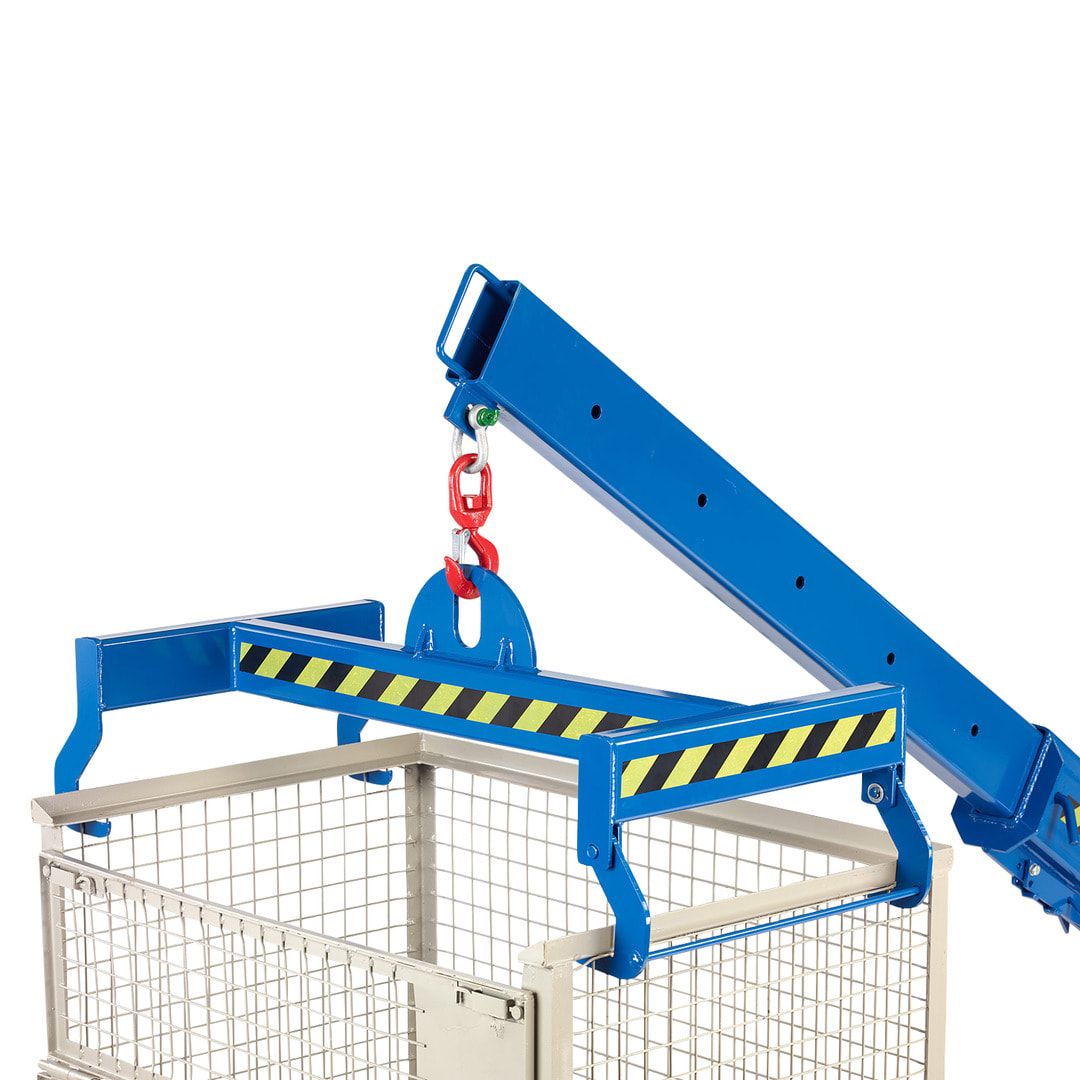 Krantraverse für den Transport von Eurogitterboxen - Traglast 1 t - enzianblau (RAL 5010)
