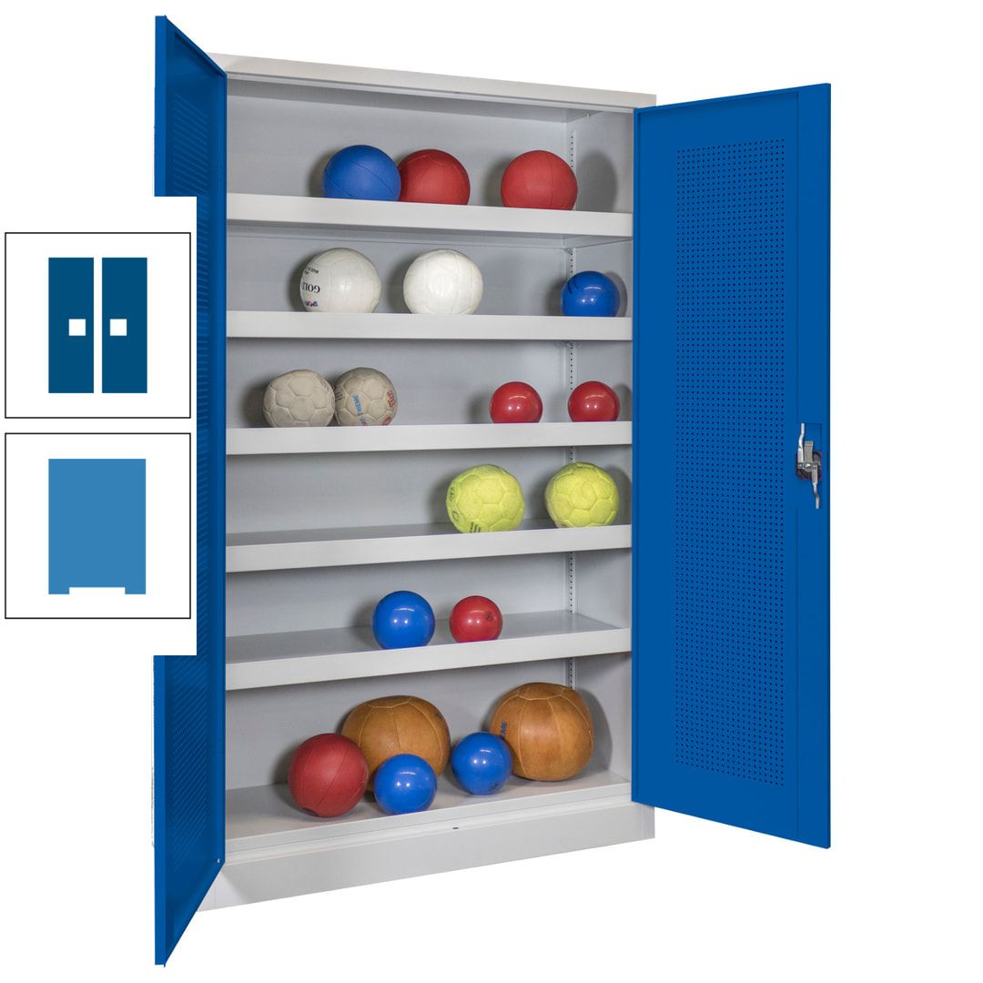 Ballschrank - Lochfeldtüren - 5 Böden - 1.950x1.200x500 mm (HxBxT) - anthrazitgrau