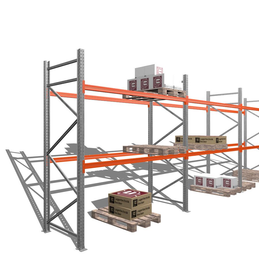 Palettenregal - 1,5 t - 3,0 x 8,5 x 1,1 m - 3 Felder - Schwerlastregal