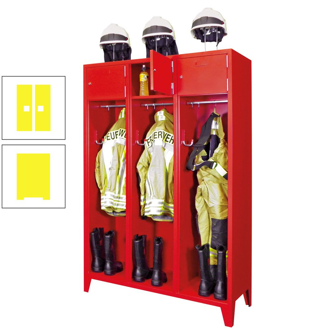 Feuerwehrschrank - 2 Abteile - Ablagefach mit Tür, Etikettenrahmen - 2.100 x 830 x 500 mm (HxBxT) - anthrazitgrau